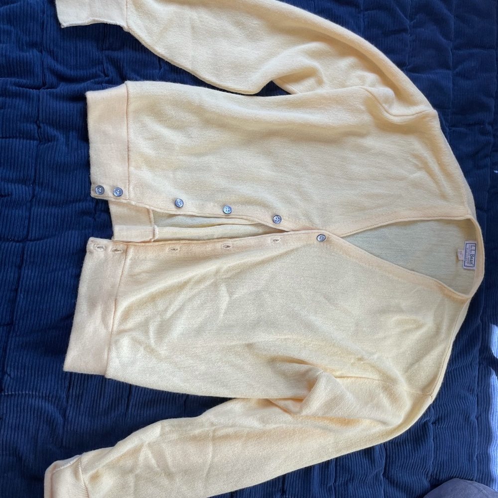LL Bean yellow cardigan, vintage